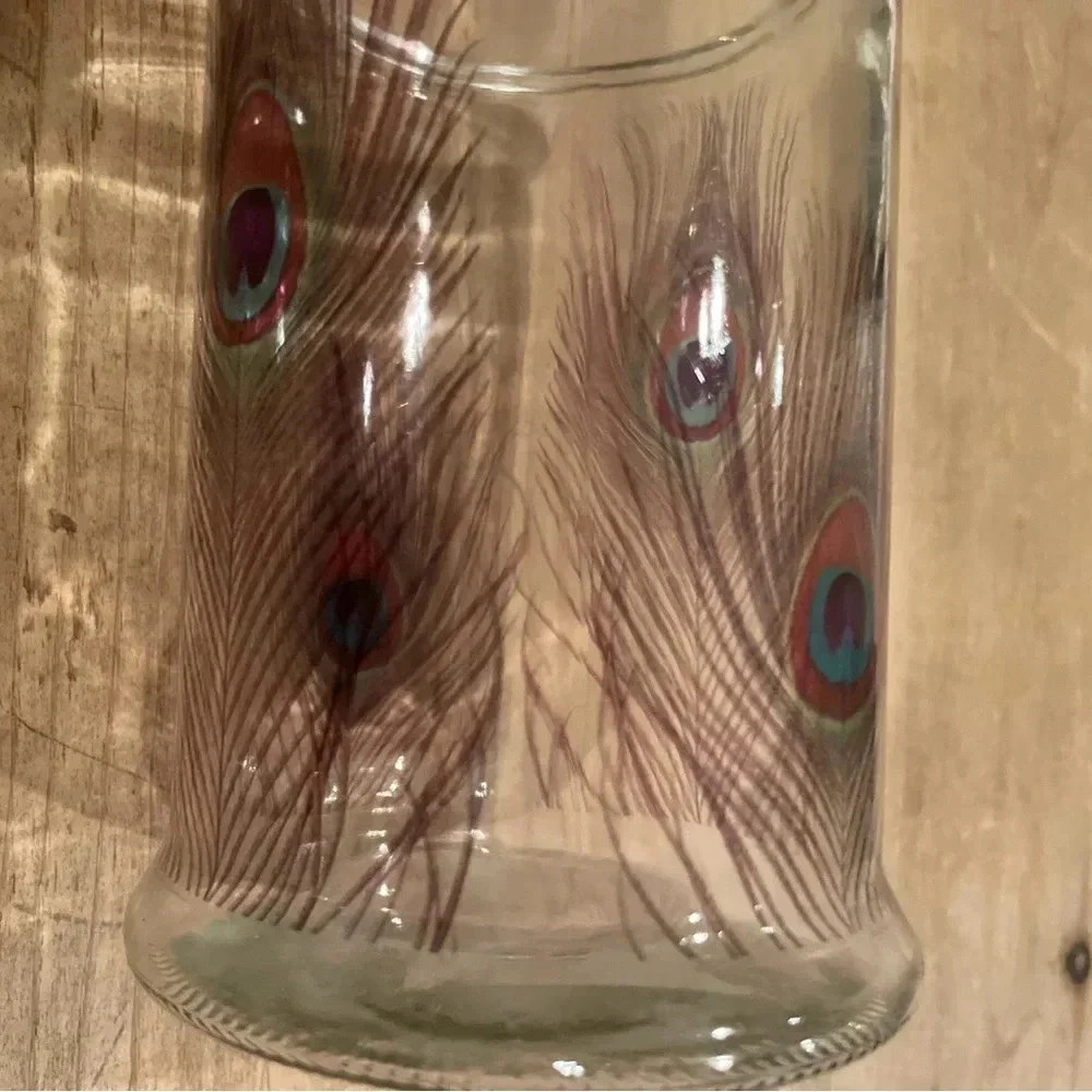 Vintage Apothecary Glass Jar with Peacock Feather Design/Medicinal/Beauty Jar - Picture 9 of 12